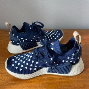 Adidas NMD R2 Ronin Polka Dot Blue White Sneakers 6 7